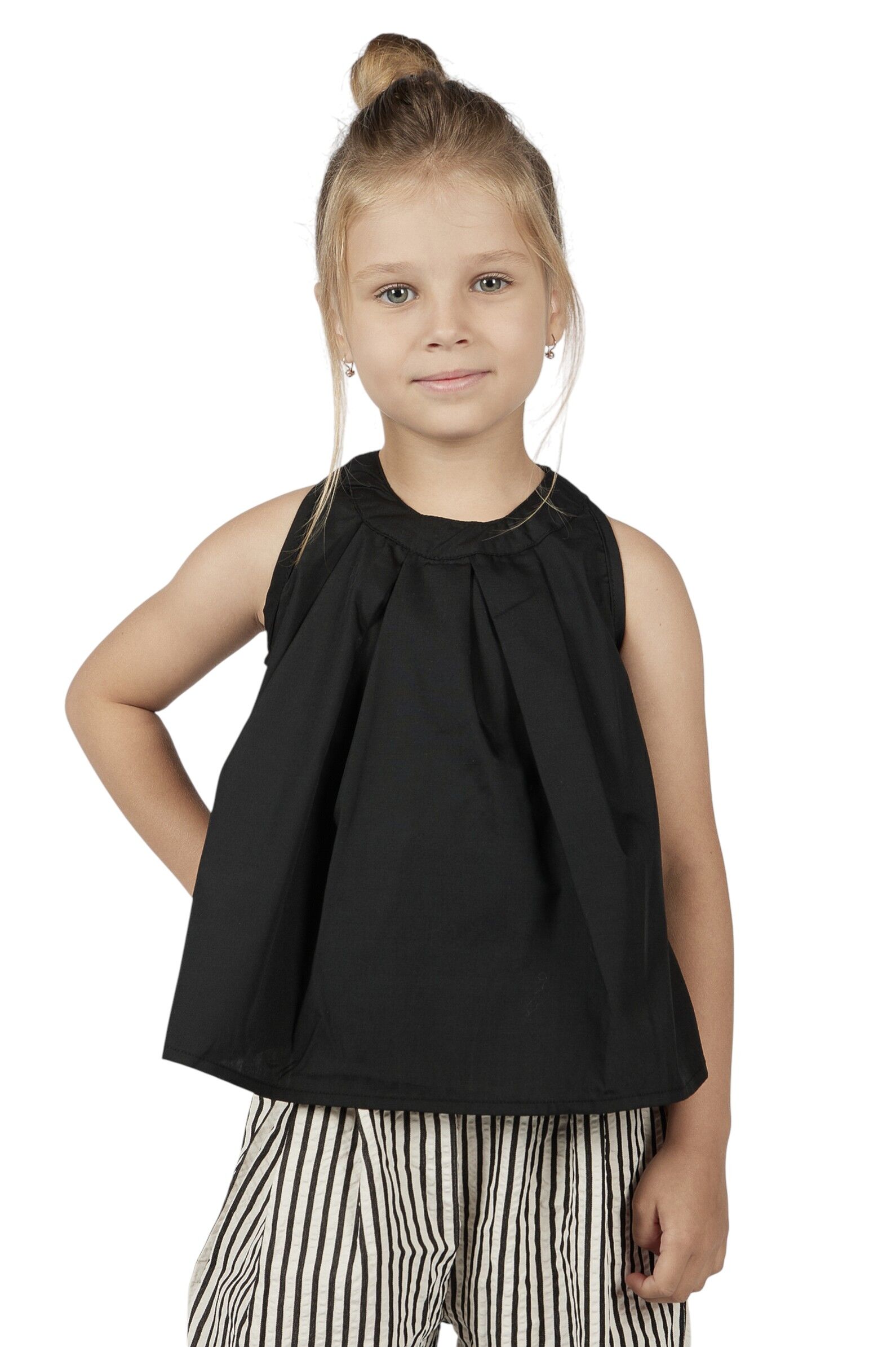 Блуза дев. АРТ.G-SH26139,чер,хл