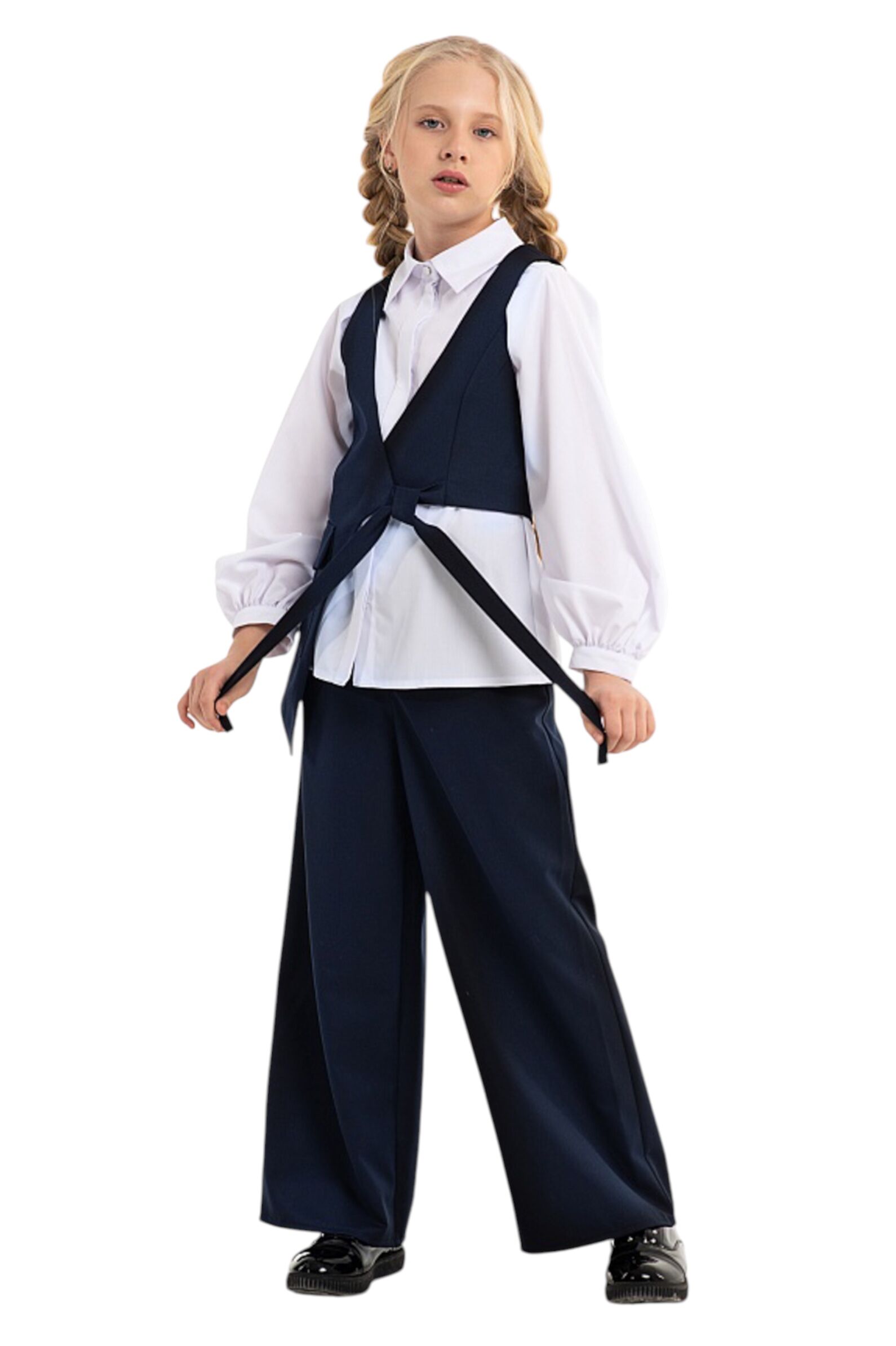 Брюки дев. АРТ.0416,син,вис-пэ