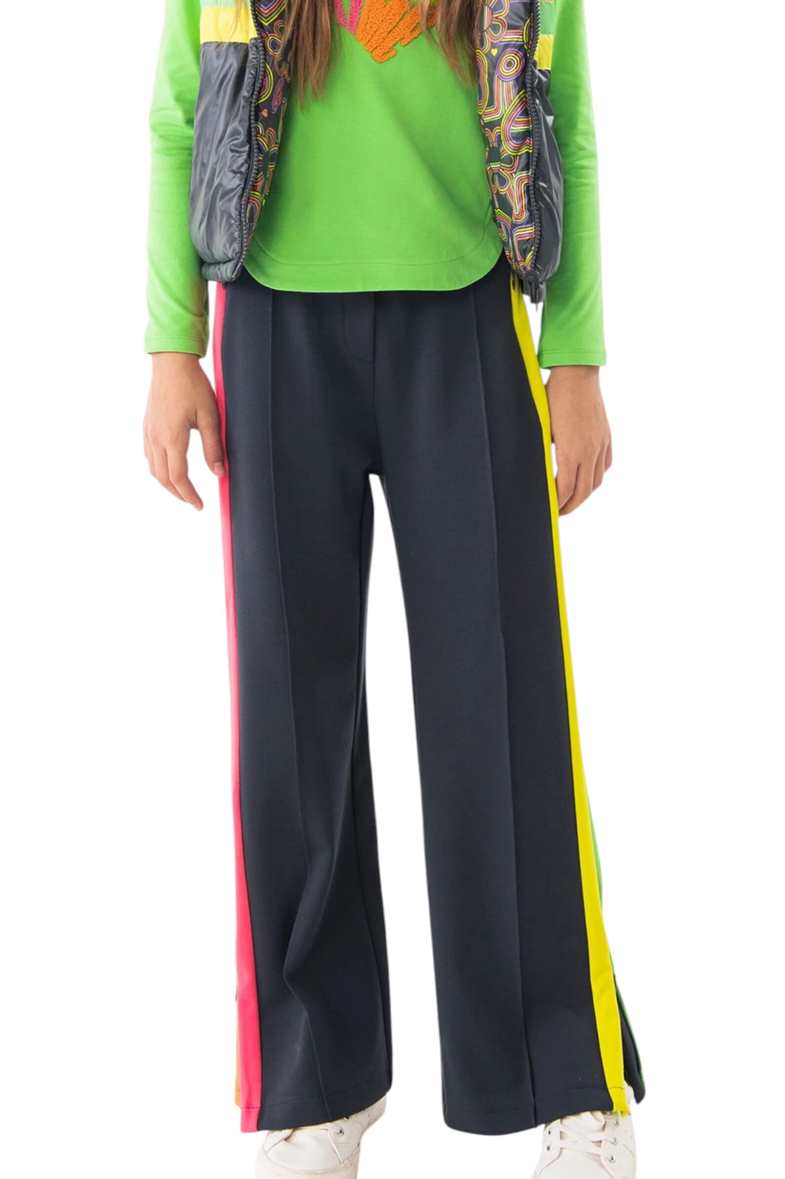 Брюки дев. АРТ.419116,сер-мул,пэ-вис-эл