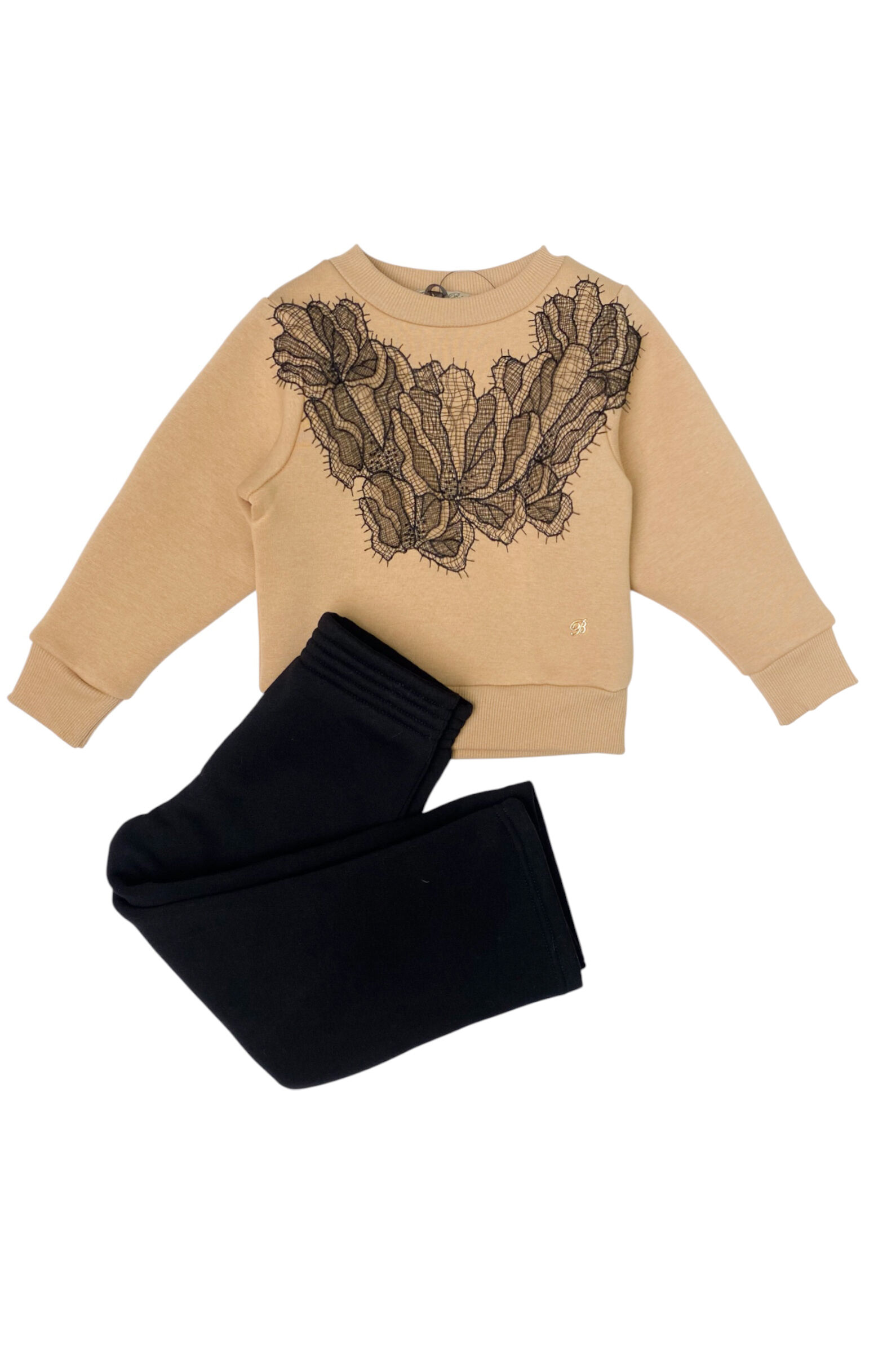 Костюм дев. АРТ.М-119.208-11,беж-чер,хл-лайкра