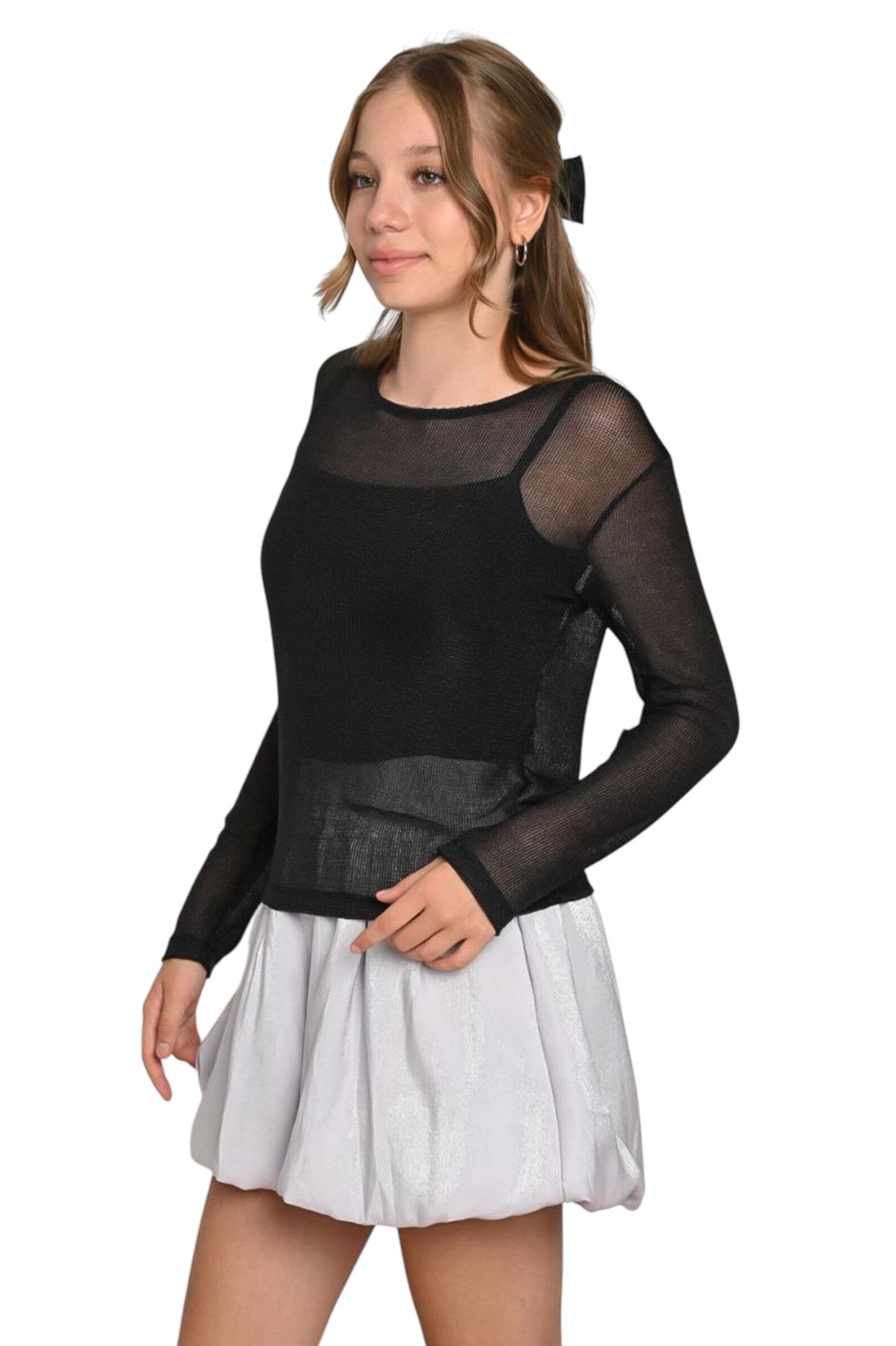 Лонгслив+топ дев. АРТ.7998,чер,хл-лайкра