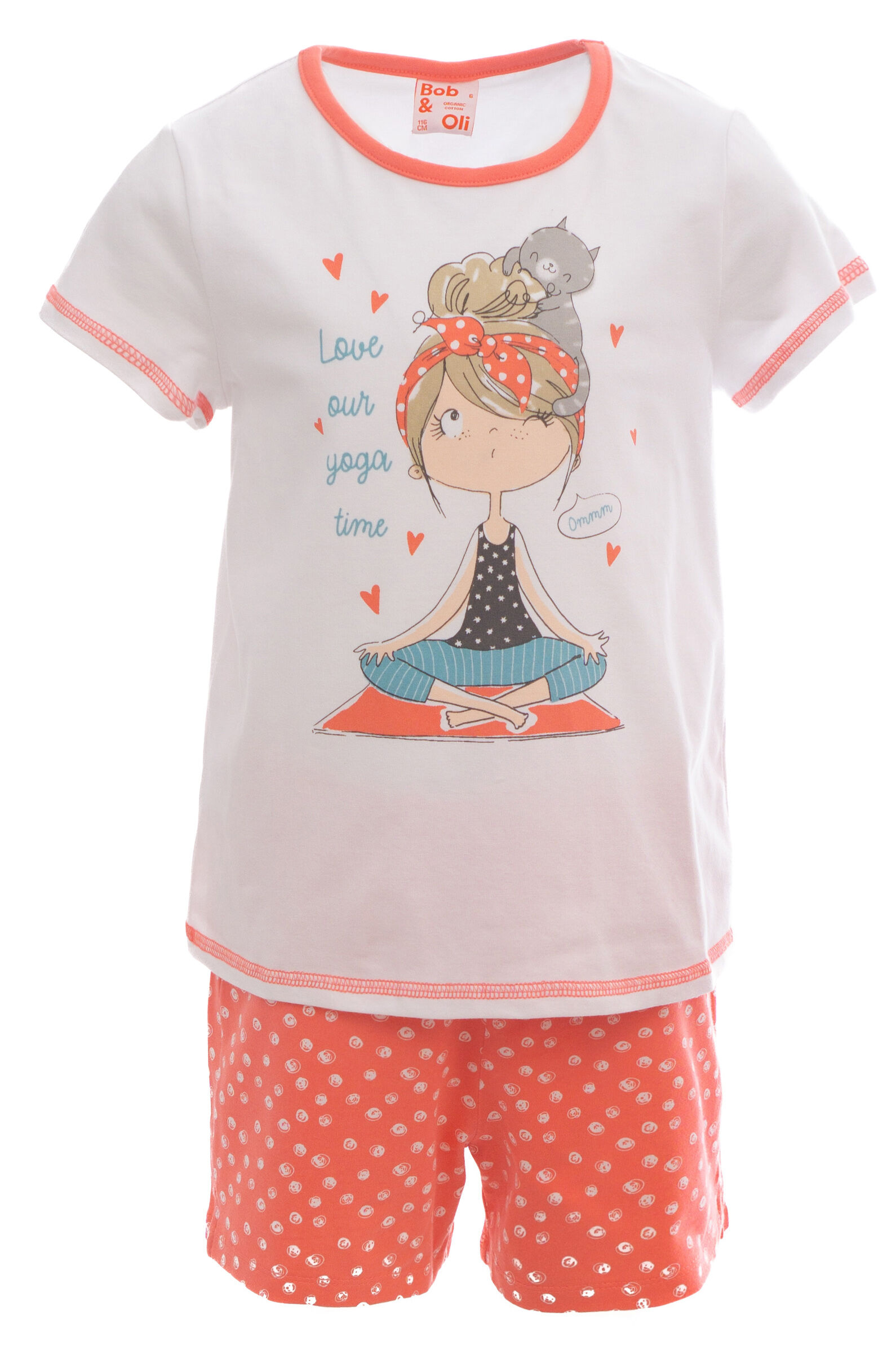 Пижама дев. АРТ.928010,бел-корал,хл-эл