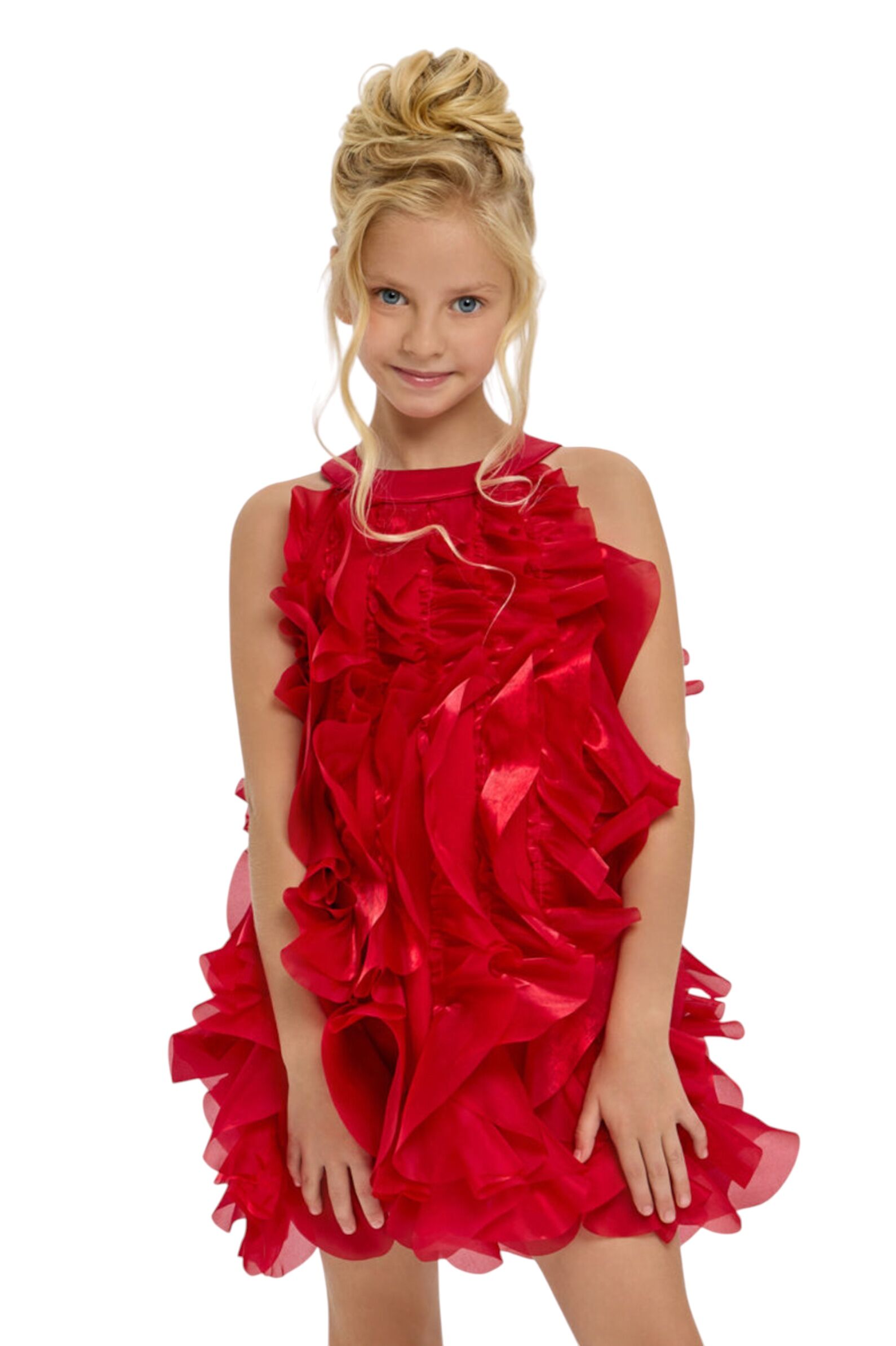 Платье дев. АРТ.1846.43,крас,пэ/хл