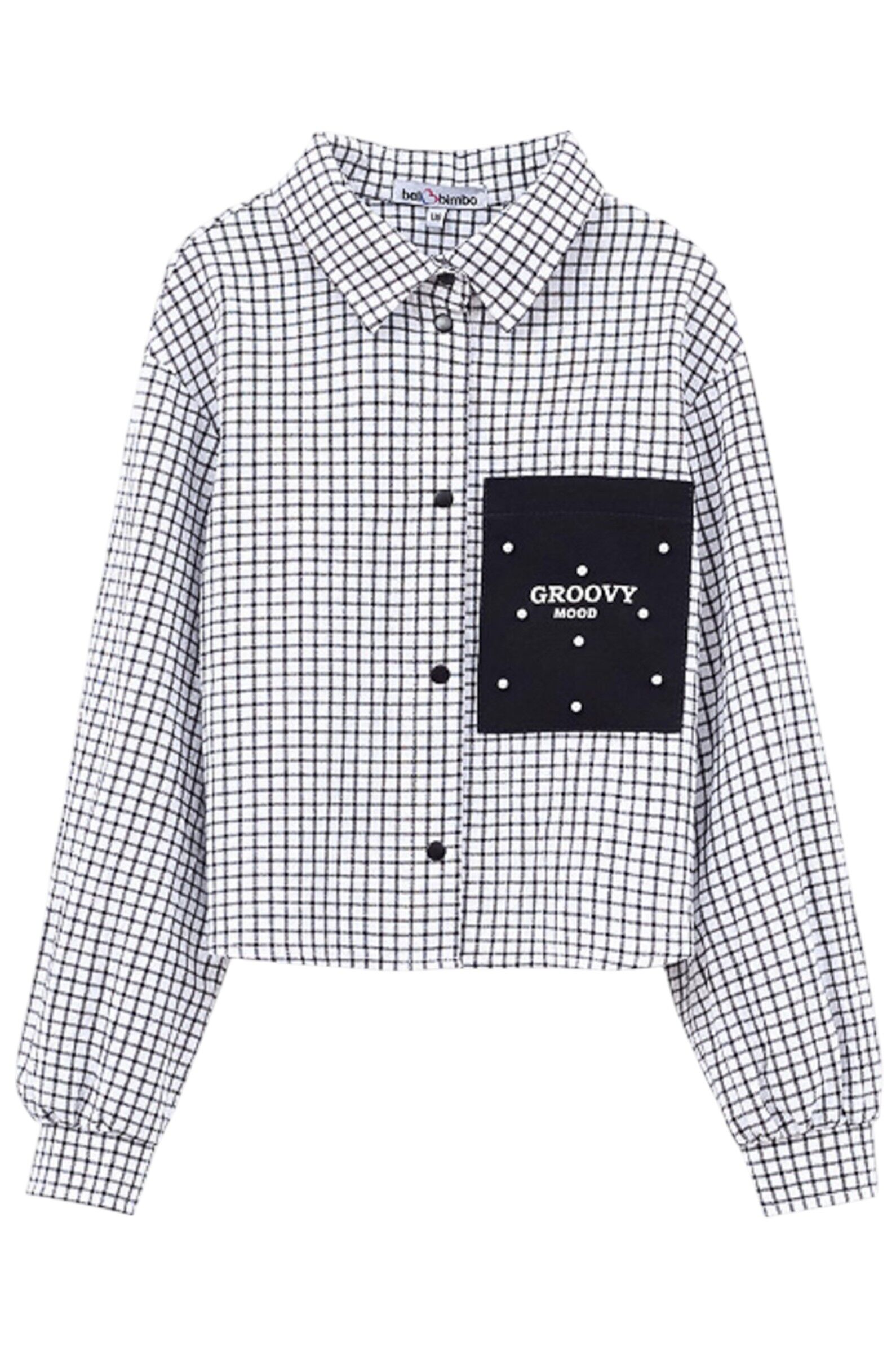 Рубашка дев. АРТ.261057,бел-чер,хл-пэ