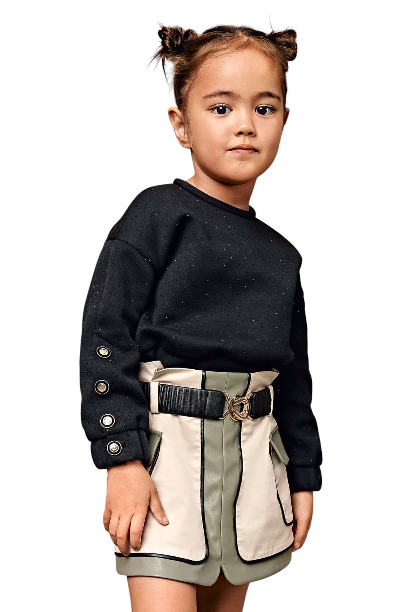 Юбка дев. АРТ.5523,зел-беж,хл-пу-пэ